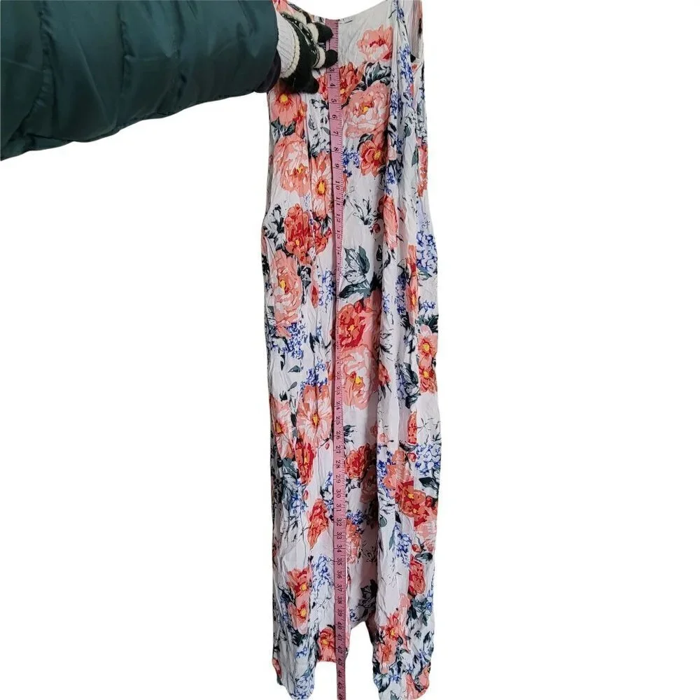 MinkPink White Little Blooms Floral Semi Wrap V Neck Maxi Slit Sun Dress Medium